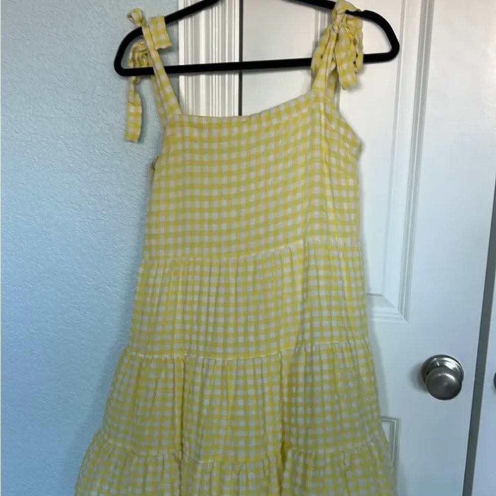 Pink Lily Yellow Gingham Dress